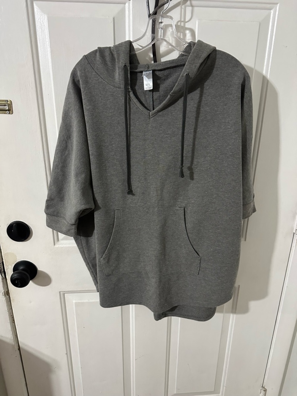 Cozy Gray Short-Sleeve Hoodie